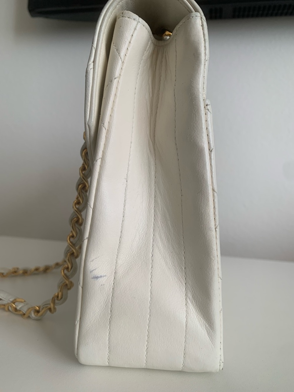 Chanel Bag Vintage CC Matelasse Chain Shoulder Lambskin White RARE - Picture 7 of 14